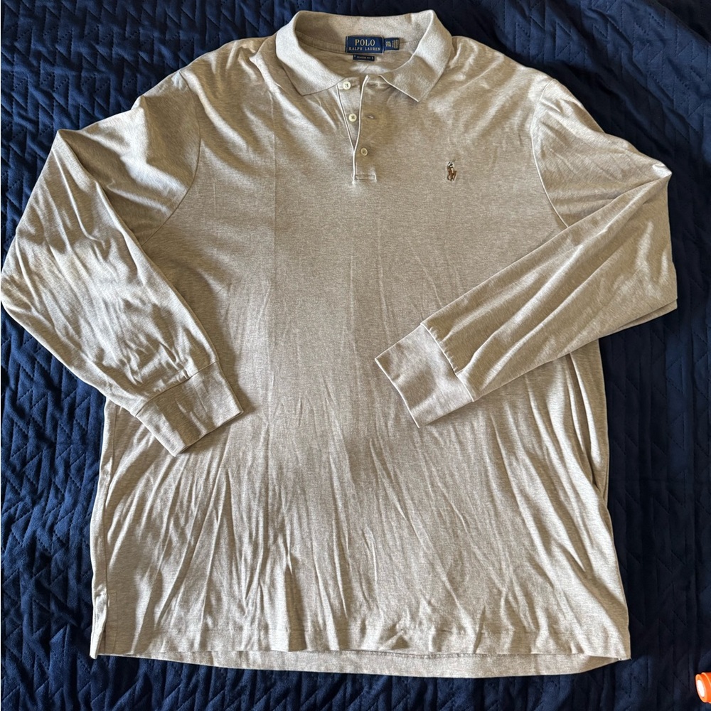 Ralph Lauren Men's Tan Long Sleeve Polo Shirt